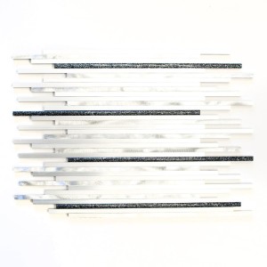 Mozaika aluminiowa szrebrna czarny brokat paseczki Metropol MM 0751 27,2x 30,2