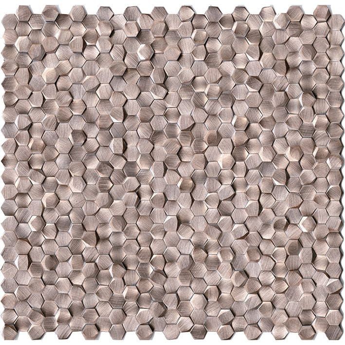 Mozaika Metalowa Szczotkowana Gravity Heksagonalna 3D Różowe Złoto 30,7x30,1 103731