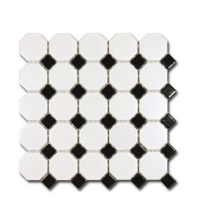 Mozaiki oktagonalne białe z czarna wstawka El Casa Octagon Black n White 29,5x29,5