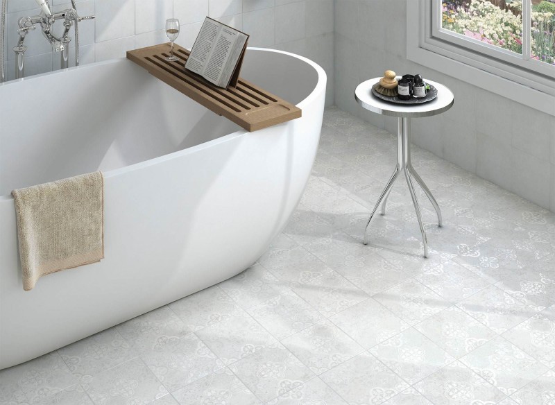 Gres bez wzor czuć widoczny klasyczny mały kwadrat Mayolika Absolut Decor Fuji Perla 20x20 77821