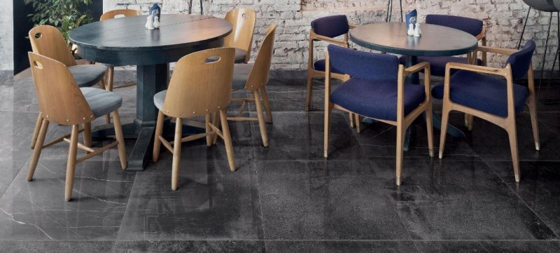 Gres kamień polysk grafit z białą żyłą Piemme Uniquestone Nite levigato 80 x 80 80091