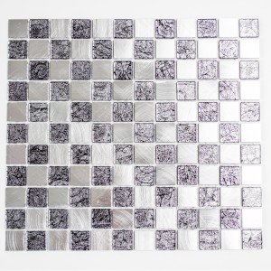 Mozaika mix alu szkło srebrny czarny Metropol MM 1119 32,7 x 30,2