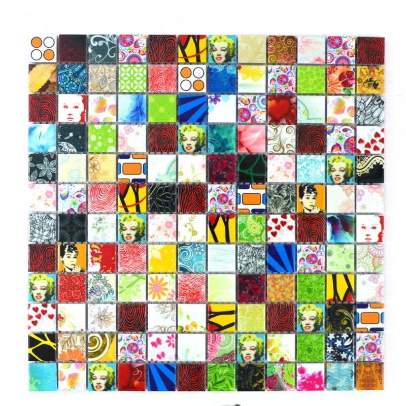 Mozaika kolorowy wzorzysty patchwork mały kwadrat Metropol MM 0542 30,0 x 30,0 102065