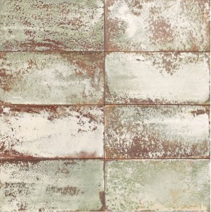 Płytki rustyklane turkusowe rdzawe postarzane rdzawo-zielone Mainzu Atelier Kale 15X30