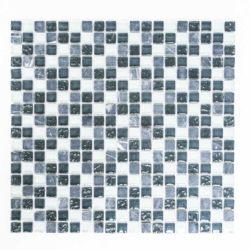 Mozaika mix szkło kamień mały kwadrat szaro-biały Metropol MM 1224 30,5 x 32,2 80359