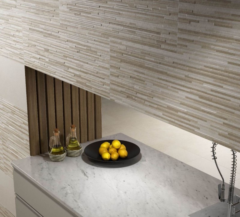 Płytki ścienne beżowe 3D Saloni Way Break Beige CKZ610 30x90 83667