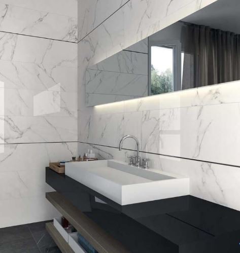 Płytki podłogowe marmur biały z czarną żyła ABK Sensi Statuario Ultra Lux+Ret. 60x120 86416