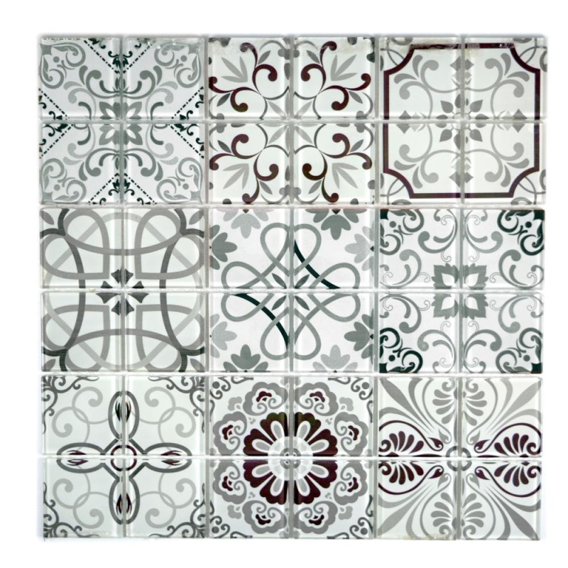 Mozaika szkło patchwork biała czarna szara Metropol MM 0567 30,0x 30,0 103457