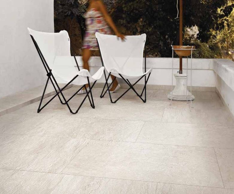 Płytki podłogowe kamień szary beż cieńki duże Florim Rex Ardoise Blanco 120x240 95201
