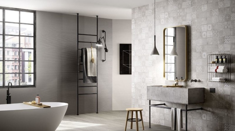 Płytki ścienne, szare Marazzi Materika Decoro Grigio/Antracite 40x120 37313