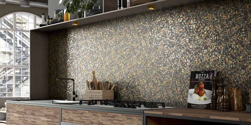Barwolf Flakes Funky Black 18,5x18,5 płytka imitująca lastryko 117894