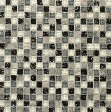 Mozaika mix przezroczysta czarna czsara potłuczone szkło Dell Arte Aosta 30x30 31072