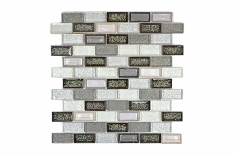 Mozaika mix cegiełka mały prostokąt szaro - czarna perl Metropol MM 0620 30,0 x 30,0 80103