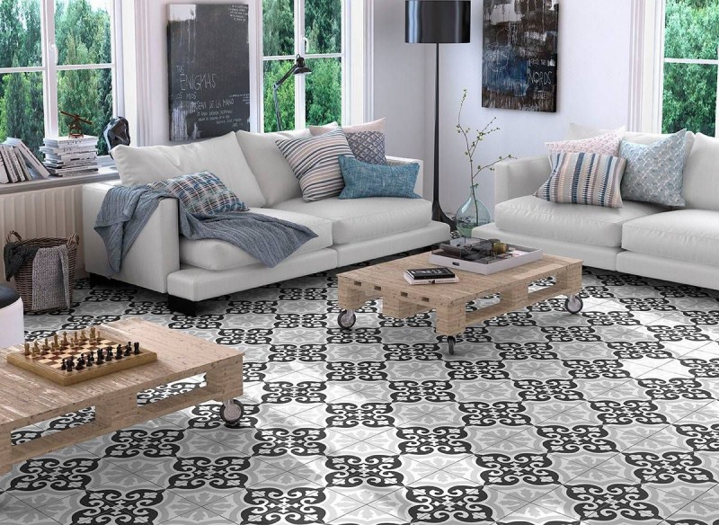 Gres mały kwadrat wzór geometryczny szaro-biało-czarny Mayolika Absolut Decor Zier 20x20 80931