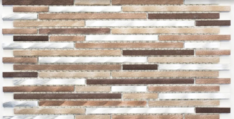 Mozaika aluminiowa srebrna brąz paski Metropol MM1130 29,8 x 33,8 85400
