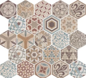Heksagonalne wzorzystę rudę płytki Equipe Hexatile Harmony Colours 17.5X20