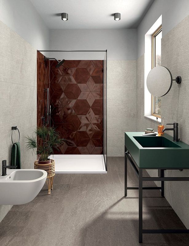 Marca Corona Ossidi Vinaccia Glossy Rombo 18,7x32,4 F145 płytki gresowe betonowe romby 143703