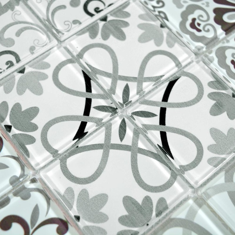 Mozaika szkło patchwork biała czarna szara Metropol MM 0567 30,0x 30,0 103456