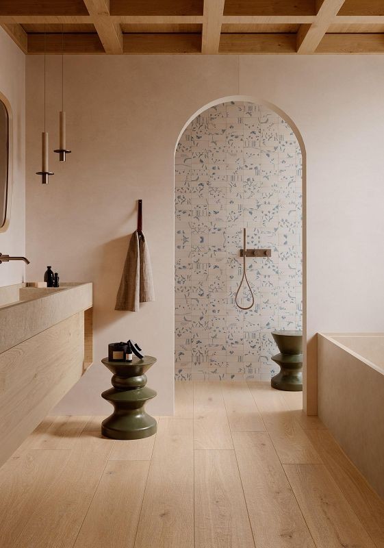 Marazzi Rice Natural Decoro Leaf Lux 5x15 M96U płytki cegiełki 141512