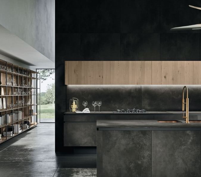 Płytki wielkoformatowe metalizowane Laminam Ossido Nero 5+ 100x300 48789