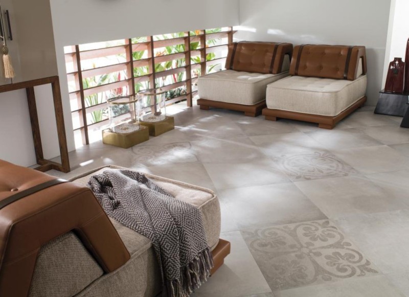 Płytki podłogowe, ścienne imitujące szary beton Porcelanosa Harlem Acero 80x80 14925