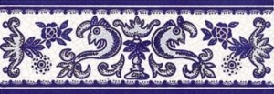 Płytki dekoracyjne biało-niebieskie Mainzu Zócalo Cenefa Cuarteo Azul 7x20
