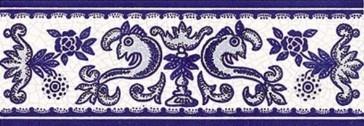 Płytki dekoracyjne biało-niebieskie Mainzu Zócalo Cenefa Cuarteo Azul 7x20 64593