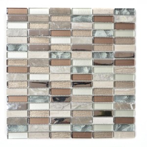 Mozaika mix prostokąt kamień alu szkło szary brąz Metropol MM 0367 29,8 x 30,4