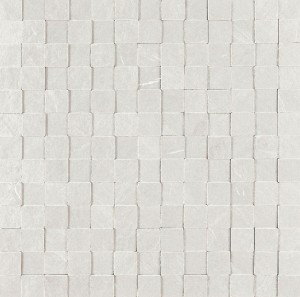 Mozaika naturalny kamień biały 3D kwadraciki Marazzi Mystone lavagna bianco mosaico 3d MD1H 30x30
