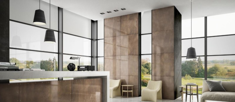 Płytki podłogowe imitująca beton architektoniczny Casalgrande Padana Steeltech Beige 90x90 40137