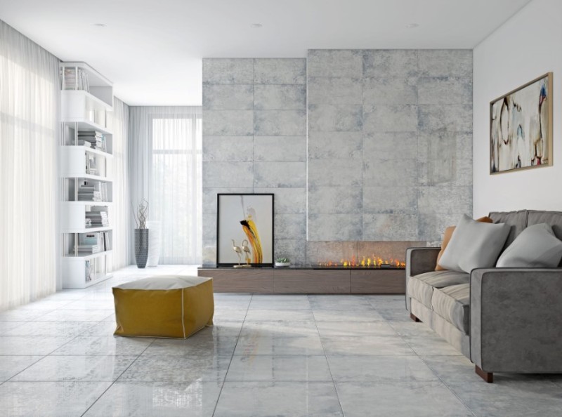 Gres decoracyjne wzorzyste imitujące beton szare Absolut Keramika Troya Memphis Lappato 60x60 crt, kr 69713
