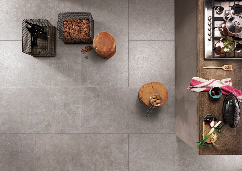 Płytki do salonu podłogowe jasnoszare jak beton Blue Stone Grey lappato 90x90 82146