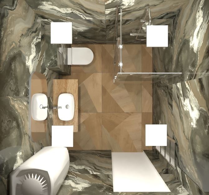 Gres drewno parkiet dworcowy brąz złoty dąb Sant Agostino Primewood Mix 90x90 79924