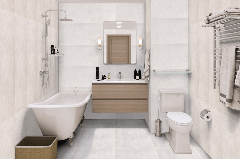 Płytki uniwersalne imitujące beton szare Porcelanosa Toscana Caliza 59,6x59,6 15444