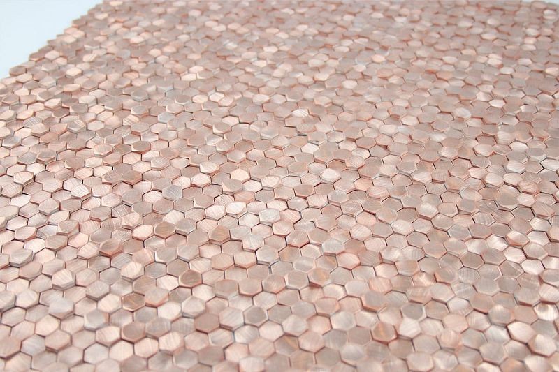 Mozaika Metalowa Szczotkowana Gravity Heksagonalna 3D Różowe Złoto 30,7x30,1 103735
