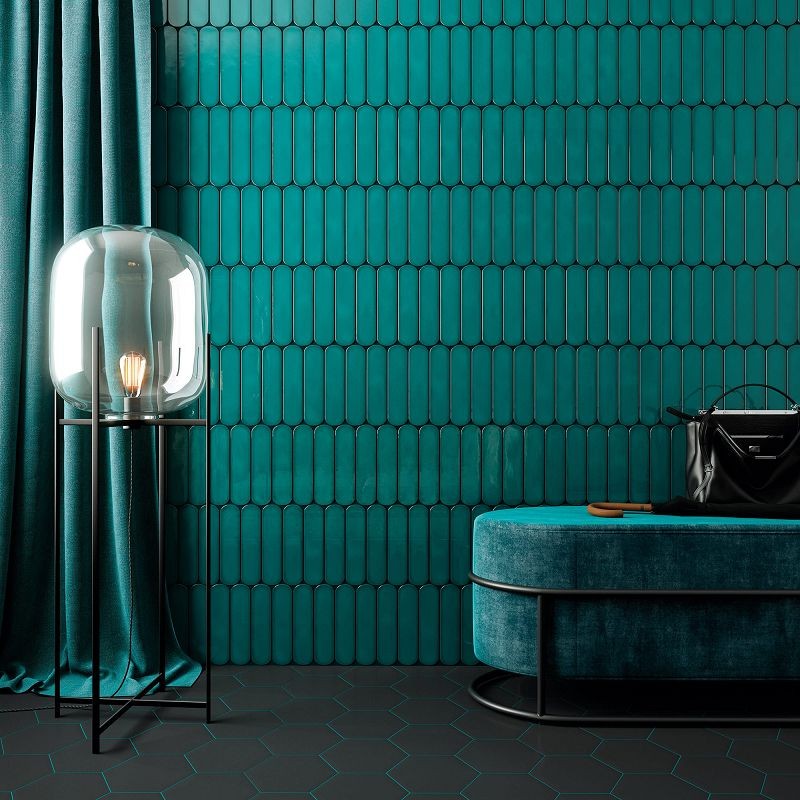 WOW Grace O Teal Gloss 7,5x30 płytki ścienne cegiełki 155953
