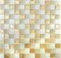 Mozaika szkło białe żłote wstawki patchwork Metropol MM 0629,8x 29,8 85096