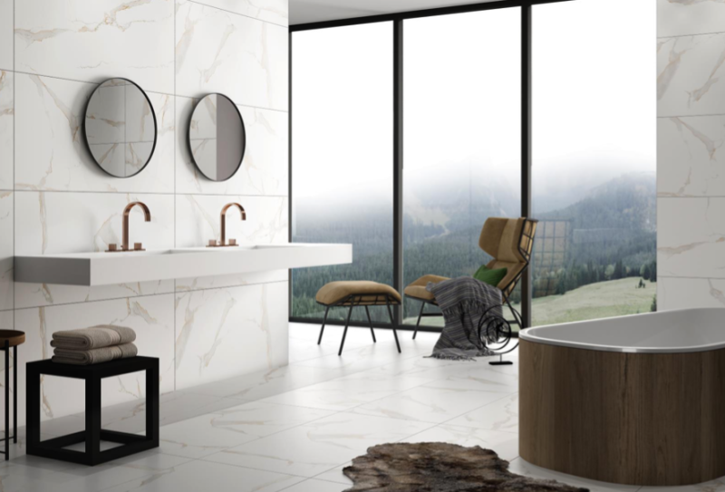 Marmur biały szraro-beżowa żyła Intermatex Domus Bianco 60x60 crt,jc 100335
