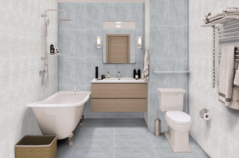 Płytki ścienne szare beton Porcelanosa Rodano acero 33.3x100 14876