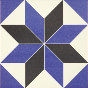 Płytki łazienkowe wrzoryste biało-granatowe Mainzu Victorian Centro Geo 20x20