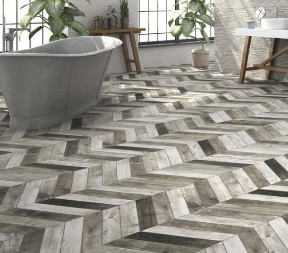 Gres szary jodła francuska Realonda Diamond Pallet Grey Chevron L 70x40 (lewy) 39567