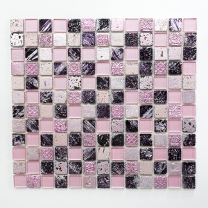 Mozaika mix szkło kamień mały kwadrat patchwork fioletowy różowy Metropol MM 1197 32,7 x 30,2