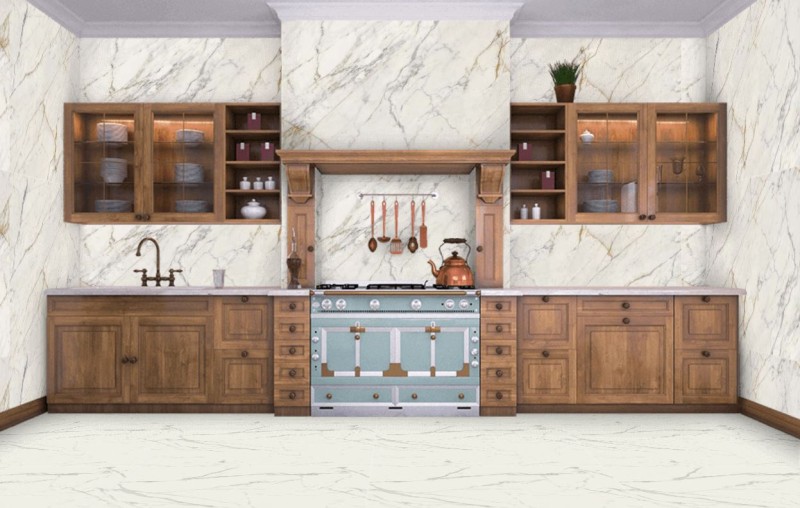Spiek kwarcowy wielkoformatowy marmur biały ze złotą żyłą Marazzi Grande Marble Look Golden White Matt 120x240 36910