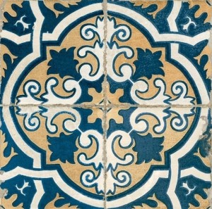 Płytki patchwork ornament granat żółty Peronda FS - 2 45x45 dms