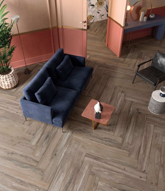 Płytka podłogowa drewno brąz beż szara salon ABK Nest Oak Rett PF60002741 20x120 86964