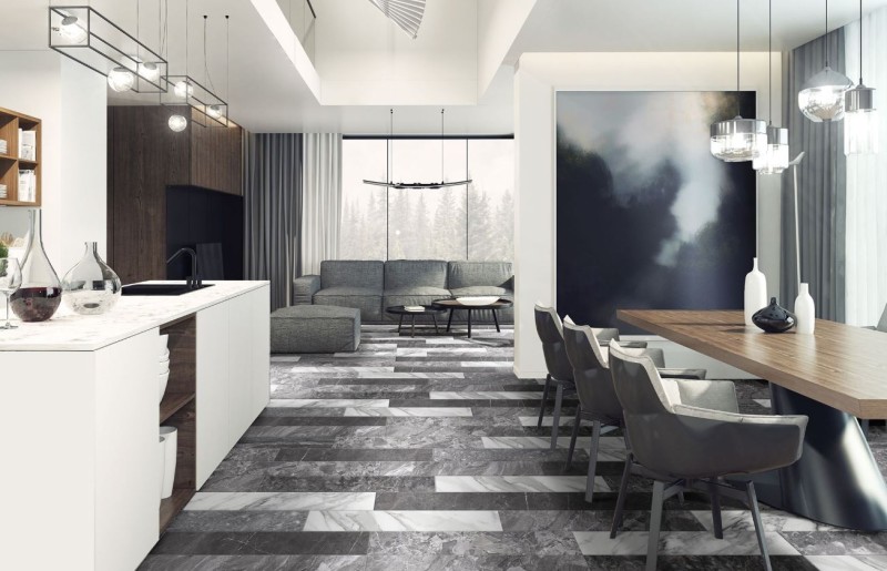 Płytki podłogowe marmur szary grafit Absolut Keramika Marshall Grey 15x90 ABS2694 75230