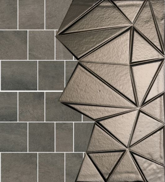 Mozaika 3D kamień brąz szary lustro trójkąt Gardenia Orchidea Concept Stone Moz. Mix Antracite 40 × 40 92831